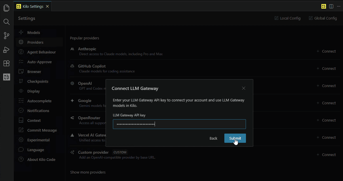 Connect OffRail — enter API key