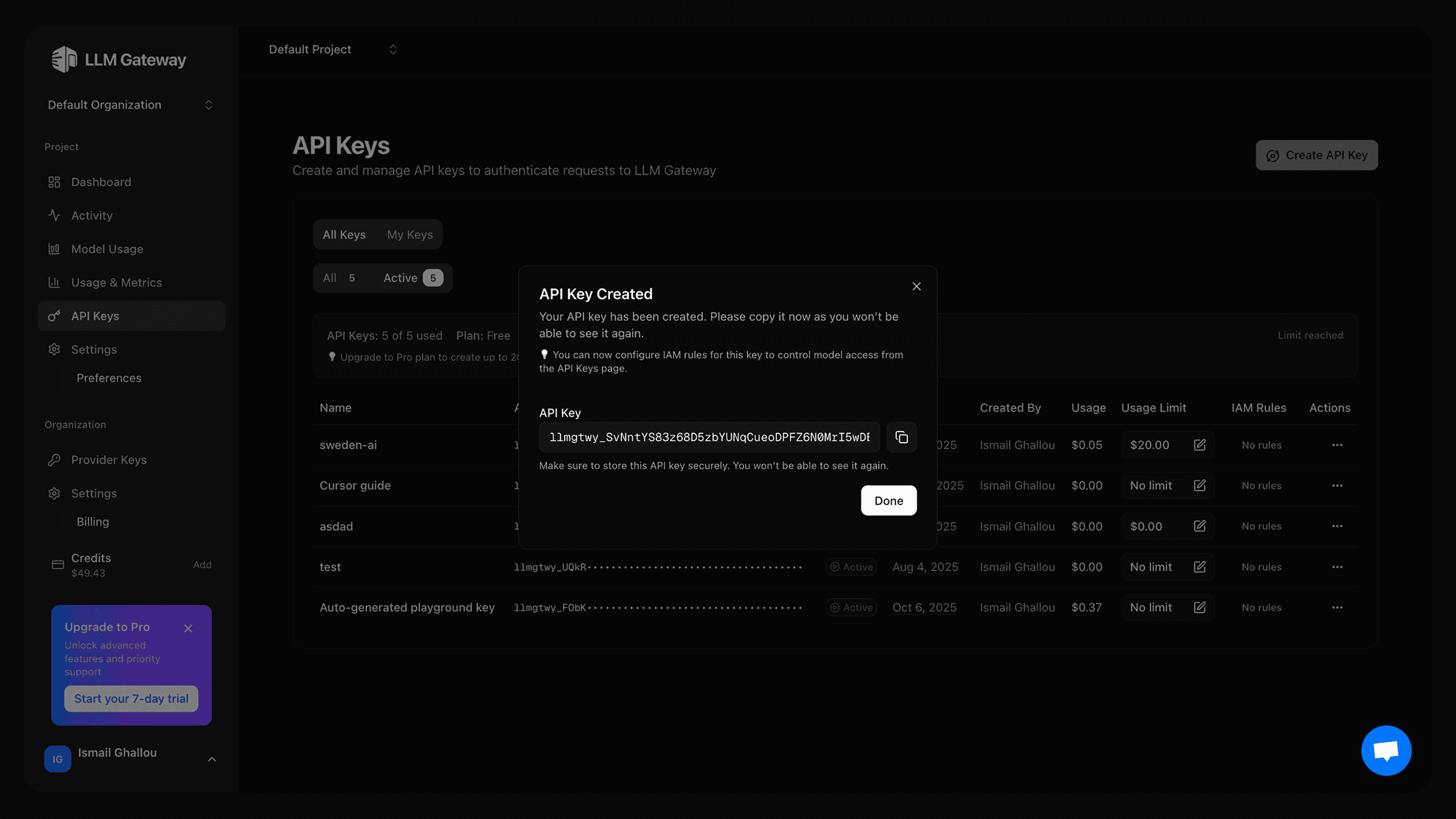 OffRail API Keys