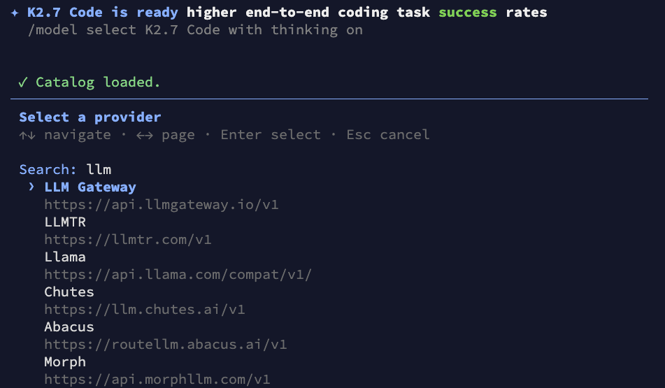 Selecting OffRail in Kimi Code